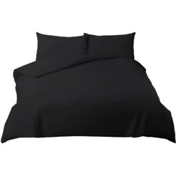 Highams Plain 100 Cotton Duvet Cover Bedding Set - White / Double - thumbnail 3