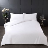 Highams Plain 100 Cotton Duvet Cover Bedding Set - White / Double - thumbnail 1