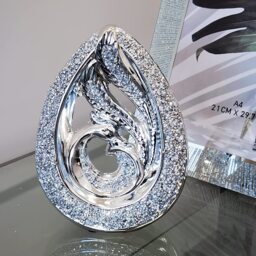 Crushed Diamond Like Double Teardrop Ornament - Silver - thumbnail 2