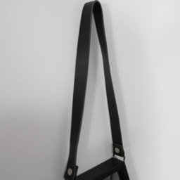 Hexagon Black Metal Mirror with Leather Strap - Black - thumbnail 4