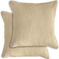 Pair of Goodwood Textured Wave Pattern Cushion Covers - 43x43cm - Cases Only - Cream
