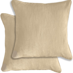 Pair of Goodwood Textured Wave Pattern Cushion Covers - 43x43cm - Cases Only - Cream - thumbnail 3