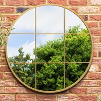 Circulus Metal Frame Round Garden Mirror - Gold / 100cm