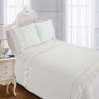 Luxury Linen Stonewash Duvet Cover and pillowcase Set - White / Double - image 1