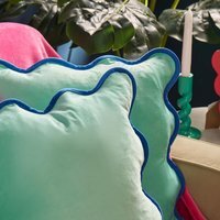 OHS Matte Velvet Scallop Edge Cushion Covers - Teal/Blue / 45cm / 4