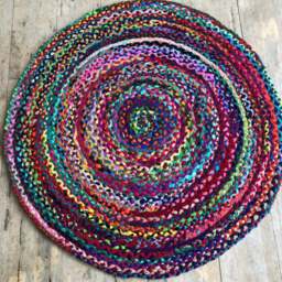 Round Circle Chindi Rag Rug 90cm x 90cm - Multi - thumbnail 4