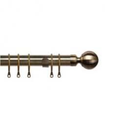 25-28mm Ball End Antique Brass Metal Curtain Pole Set - Antique Brass / 200cm - thumbnail 2