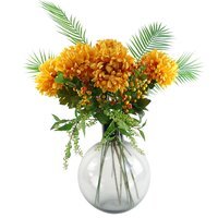 Yellow Chrysanthemum Glass Ball Vase - Yellow Chrysanthemum Glass Vase