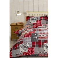 Alpine Patchwork Duvet Cover Set - Red / Single