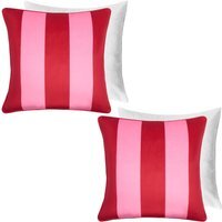 Pack of Matte Velvet Stripe Filled Cushions - Pink / 2 - thumbnail 1