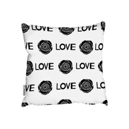 Rose  Love Print Outdoor Cushion - Black / 60cm - thumbnail 2