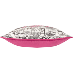 Shiitake Velvet Piped Cushion - Fuchsia / 80 Polyester 20 Feather - thumbnail 5