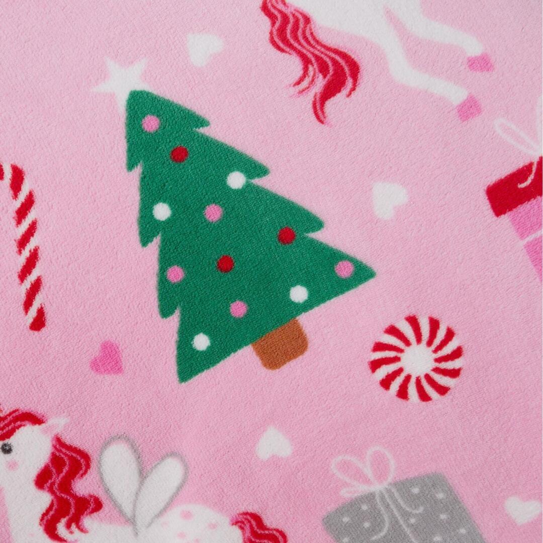 Christmas Tree Unicorn Sherpa Throw Pink by The Range