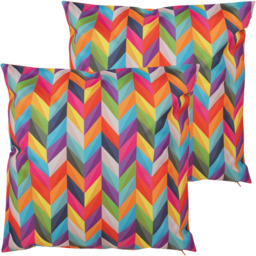 Rainbow Herringbone Outdoor Cushion - Orange / 2 - thumbnail 3
