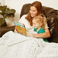 Chunky Knit Throws Blanket in Creamy White - Creamy White / 60cm