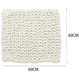 Chunky Knit Throws Blanket in Creamy White - Creamy White / 60cm - thumbnail 5
