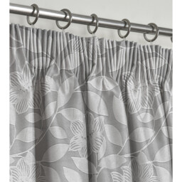 Luxury Leaf Jacquard Curtain Pair - Silver / 46in / 72in - thumbnail 2