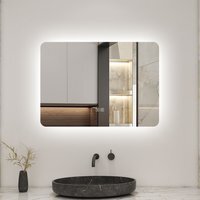 Backlit Bathroom Mirror with Lights Socket Bluetooth Dimmable - White / 70cm