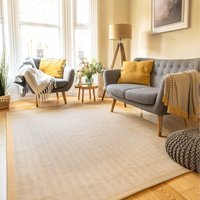 Natural Cotton Border Jute Area Rug - Brown / 230 x 160cm - image 1