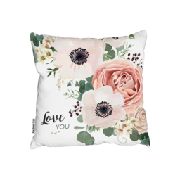 Garden Flower, Pink Peach Rose, White Anemone Outdoor Cushion - Pink / 60cm - thumbnail 2