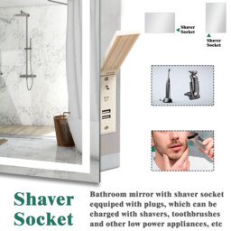 Bathroom LED Mirror with Socket Bluetooth Speaker - White / 100cm / 13.6kg - thumbnail 3