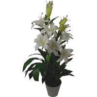 Artificial Lily Stargazer Style Lillies Plant Large flower White - White