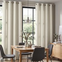 Velvet Chenille Eyelet Ring Top Curtains - Cream / 229cm