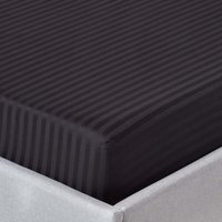 330 Thread Count Egyptian Cotton Satin Stripe Fitted Sheet - Black / Double