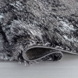 Modern Soft Two Tone Shimmer Shaggy Area Rugs - Silver / 60x220 cm Runner - thumbnail 2