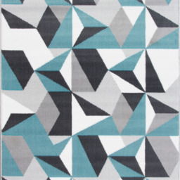 Duck Egg Blue Grey Diamond Geometric Living Room Rug - Duck Egg / 240 x 60cm - thumbnail 2