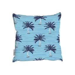 Palm Trees On Blue Outdoor Cushion - Blue / 60cm - thumbnail 2