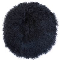 Bosie Real Mongolian Fur Black Round Cushion - Black