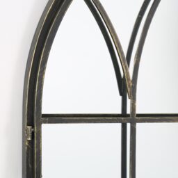 Large Metal Arch shaped Opening Window Wall Mirror - Black - thumbnail 3