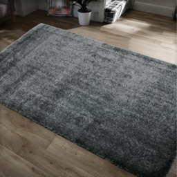 Thick Soft Shaggy Plain High Pile Dream Area Rug - Charcoal / 80x150 - thumbnail 4