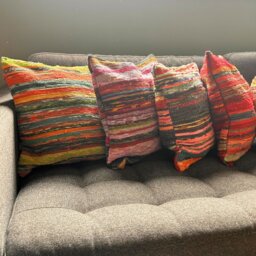 Rich Reds Rag Rug Cushion Covers Handmade Vibrant Home Decor - Red - thumbnail 2