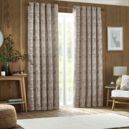Set of 2 Winter Woods Chenille Eyelet Curtains - Taupe / 168cm / 183cm - thumbnail 5