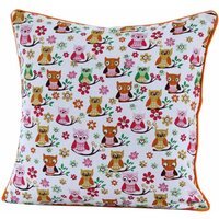 Homescapes Cotton Owls Cushion Cover - Red / 60cm