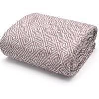 100 Percent Cotton Indian Diamond Patterend Batten Sofa or Bed Throw - Blush / 254cm / 178x254 cm - image 1