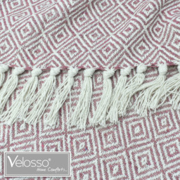 100 Percent Cotton Indian Diamond Patterend Batten Sofa or Bed Throw - Blush / 254cm / 178x254 cm - thumbnail 5