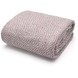 100 Percent Cotton Indian Diamond Patterend Batten Sofa or Bed Throw - Blush / 254cm / 178x254 cm - thumbnail 4