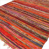 Luxury Orange Rag Rug Soft Vibrant Home Accent - Orange