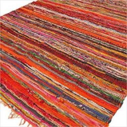 Luxury Orange Rag Rug Soft Vibrant Home Accent - Orange - thumbnail 3