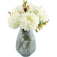 Grey Glass Vase Artificial Chrysanthemums - Grey Glass Vase Chrysanthemums