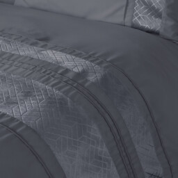 Charcoal Geo Velvet Stripe Duvet Cover and Pillowcase Set - Double - thumbnail 2