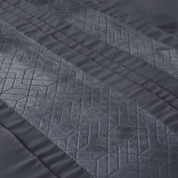 Charcoal Geo Velvet Stripe Duvet Cover and Pillowcase Set - Double - thumbnail 3