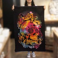 Cotton Wall Art Day of the Dead Skull MultiColor - Multicolor