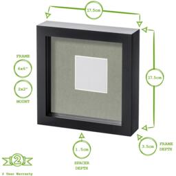 "6"" x 6"" White 3D Box Photo Frame - 2"" x 2"" Mount - Pack of 5 - White/Ivory" - thumbnail 4