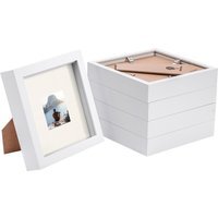 "6"" x 6"" White 3D Box Photo Frame - 2"" x 2"" Mount - Pack of 5 - White/Ivory"