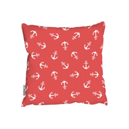 Anchors On Red Background Outdoor Cushion - Red / 60cm - thumbnail 2