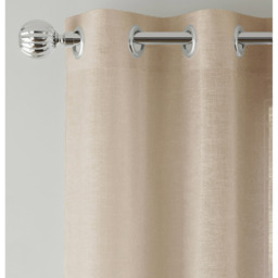 Pair of Crete Natural Plain Linen-Look Sheer Voile Panels - Natural / 229cm - thumbnail 5